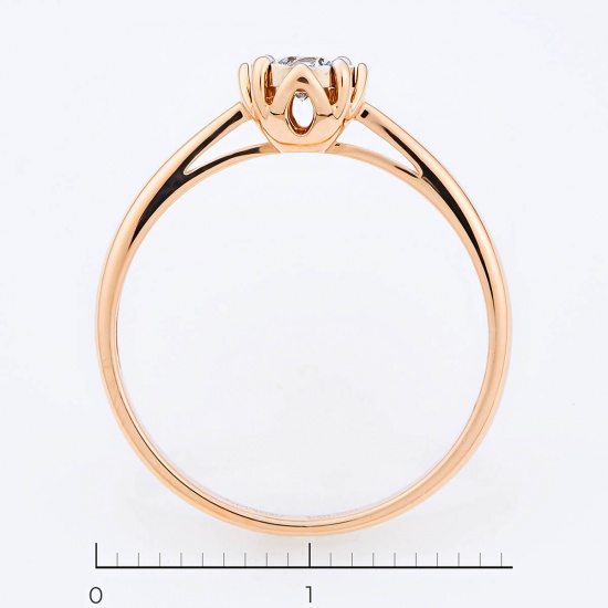 Кольцо из комбинированного золота 585 пробы c 1 бриллиантом, Л35053193 за 13960