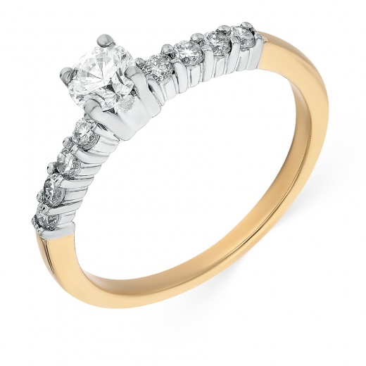 Кольцо из комбинированного золота 585 пробы c 9 бриллиантами Л32034608 фото 1