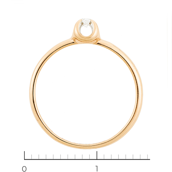 Кольцо из комбинированного золота 585 пробы c 1 бриллиантом, Л24140284 за 5160
