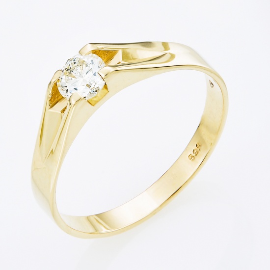 Кольцо из желтого золота 585 пробы c 1 бриллиантом, Л52017601 за 34500