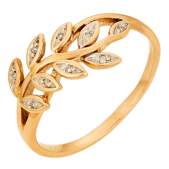Кольцо из комбинированного золота 585 пробы c 9 бриллиантами, Л47088508 за 13 740 ₽