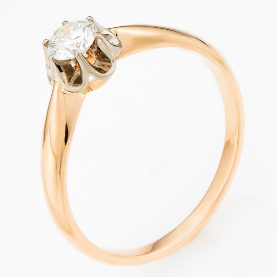 Кольцо из комбинированного золота 583 пробы c 1 бриллиантом, Л33080083 за 52115