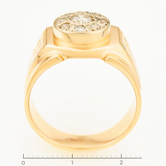 Кольцо печатка из комбинированного золота 585 пробы c 9 бриллиантами, Л60015737 за 118500