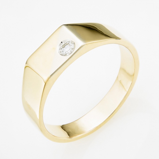 Кольцо печатка из комбинированного золота 585 пробы c 1 бриллиантом, Л06149626 за 35000