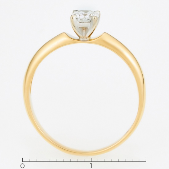 Кольцо из комбинированного золота 750 пробы c 1 бриллиантом, Л28073967 за 49500