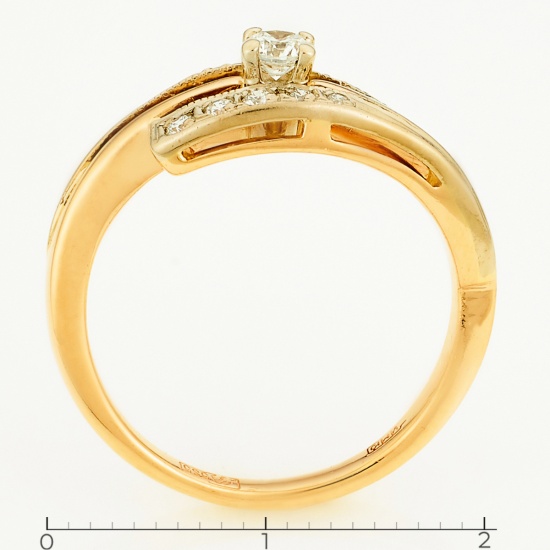 Кольцо из комбинированного золота 585 пробы c 11 бриллиантами, Л53017410 за 21175