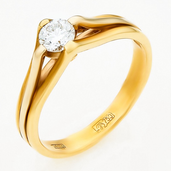 Кольцо из желтого золота 750 пробы c 1 бриллиантом, Л08072120 за 71600