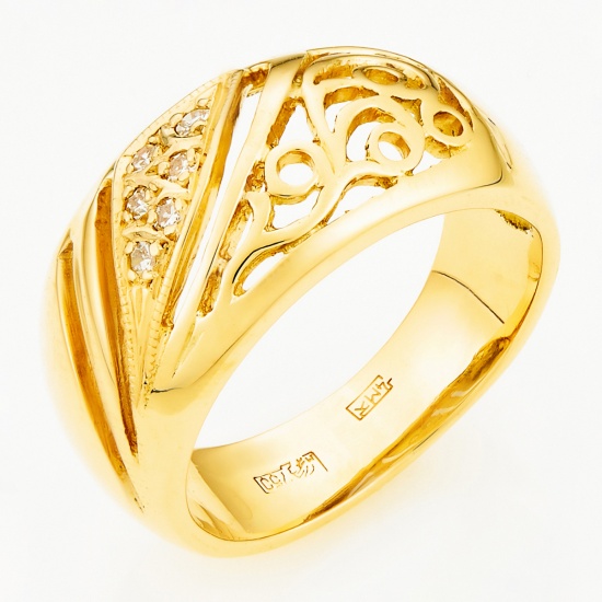 Кольцо из желтого золота 750 пробы c 6 бриллиантами, Л76006527 за 43425