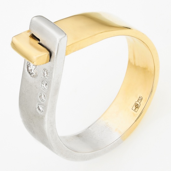 Кольцо из комбинированного золота 750 пробы c 5 бриллиантами, Л66013787 за 95200