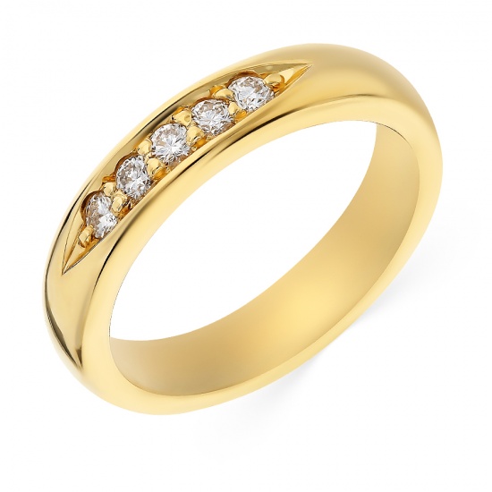 Кольцо обручальное из желтого золота 750 пробы c 5 бриллиантами, Л08051459 за 31750