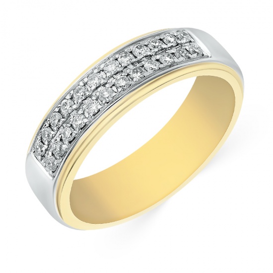 Кольцо обручальное из комбинированного золота 585 пробы c 24 бриллиантами, Л53016402 за 17560
