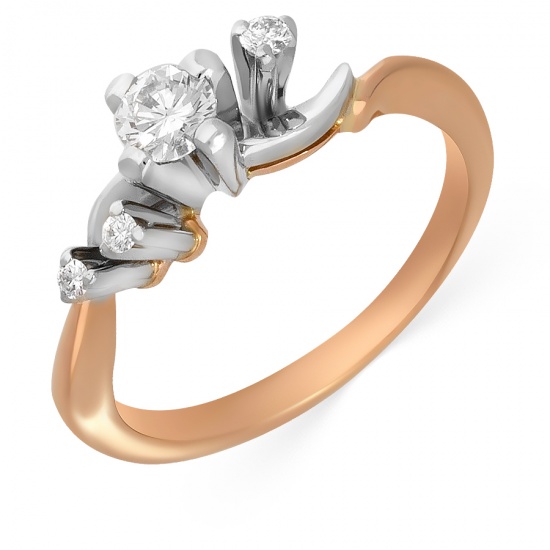 Кольцо из комбинированного золота 585 пробы c 4 бриллиантами, Л43014152 за 27200