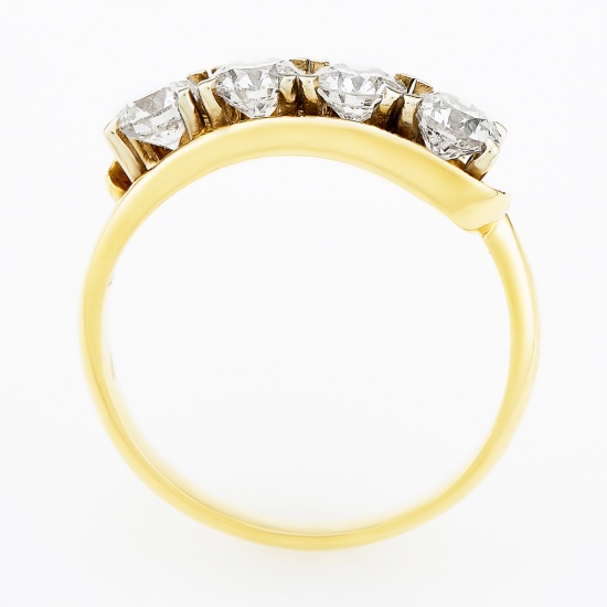 Кольцо из желтого золота 750 пробы c 4 бриллиантами, Л33011800 за 228950