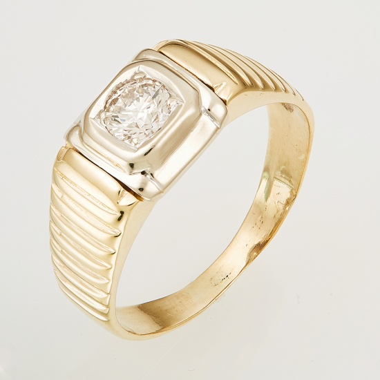 Кольцо печатка из комбинированного золота 750 пробы c 1 бриллиантом, Л69001170 за 81600