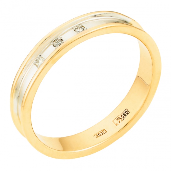 Кольцо из комбинированного золота 585 пробы c 3 бриллиантами, Л18110150 за 18855