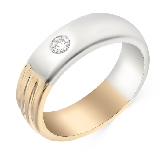 Кольцо обручальное из комбинированного золота 585 пробы c 1 бриллиантом, Л39054661 за 31950