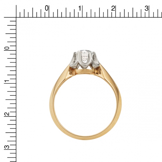 Кольцо из комбинированного золота 583 пробы c 1 бриллиантом, Л28083957 за 295000