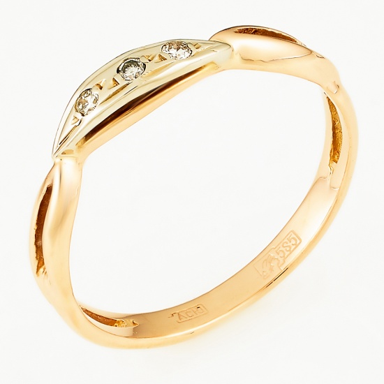 Кольцо из комбинированного золота 585 пробы c 3 бриллиантами, Л39100377 за 10500