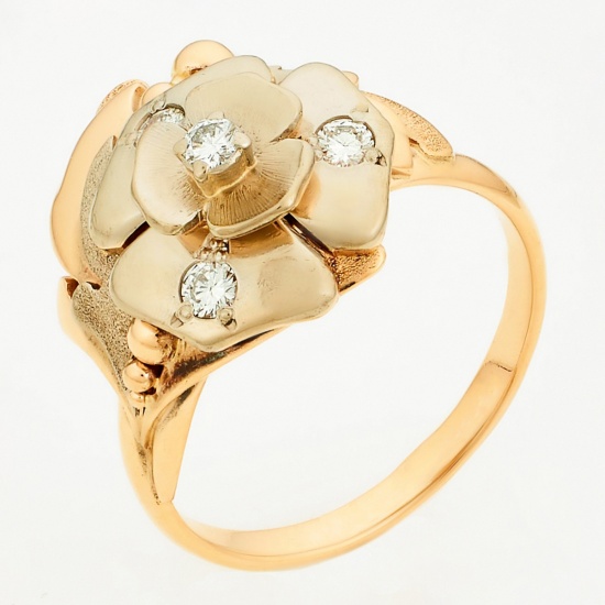 Кольцо из комбинированного золота 585 пробы c 4 бриллиантами, Л30128242 за 53200