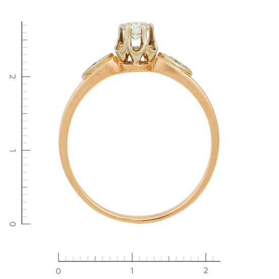 Кольцо из комбинированного золота 585 пробы c 3 бриллиантами, Л39103565 за 51600