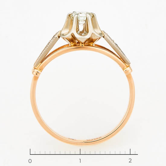 Кольцо из комбинированного золота 583 пробы c 1 бриллиантом, Л33067753 за 72360