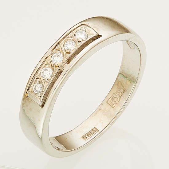 Кольцо из белого золота 585 пробы c 5 бриллиантами, Л45050763 за 13160