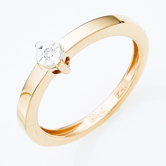 Кольцо из комбинированного золота 585 пробы c 1 бриллиантом, Л29102313 за 9600