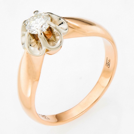 Кольцо из комбинированного золота 583 пробы c 1 бриллиантом, Л48060959 за 48950