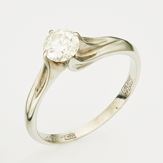Кольцо из белого золота 585 пробы c 1 бриллиантом, Л09095217 за 68425