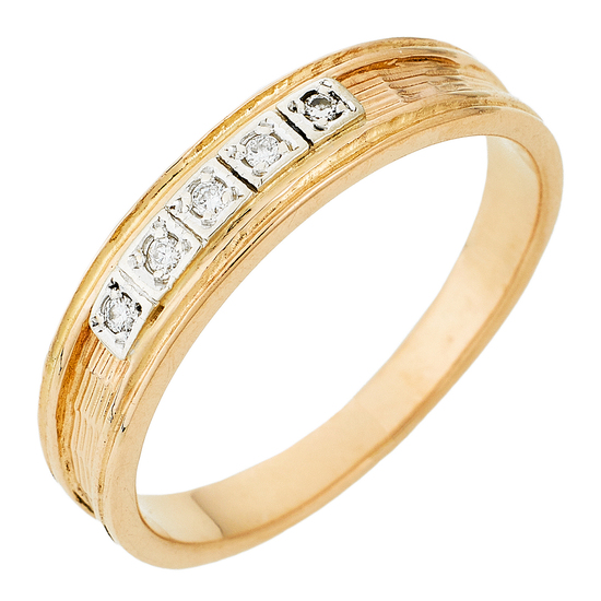 Кольцо из комбинированного золота 585 пробы c 5 бриллиантами, Л76009979 за 17 340 ₽