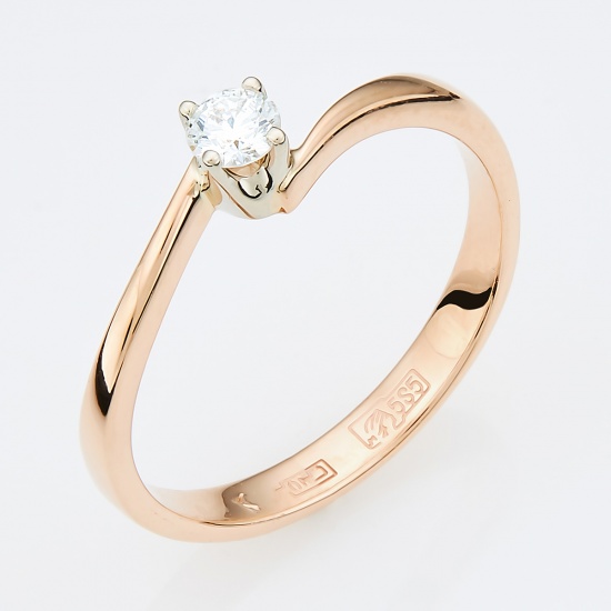 Кольцо из комбинированного золота 585 пробы c 1 бриллиантом, Л45048216 за 10675