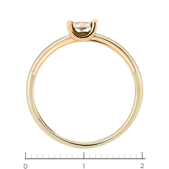 Кольцо из комбинированного золота 585 пробы c 1 бриллиантом, Л39098865 за 18320