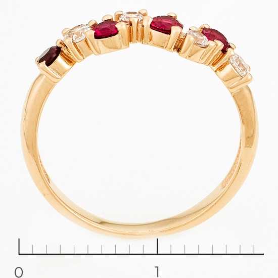 Кольцо из красного золота 585 пробы c корундами и фианитами, Л46080593 за 7620