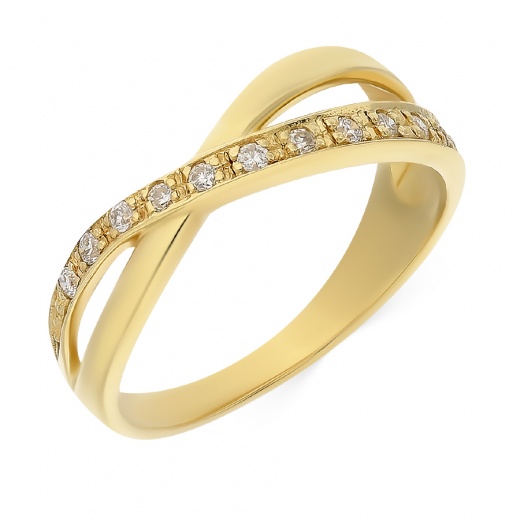 Кольцо из желтого золота 750 пробы c 12 бриллиантами 028098 фото 1