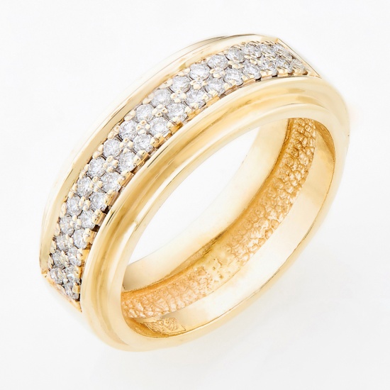 Кольцо обручальное из желтого золота 585 пробы c 36 бриллиантами, Л35054223 за 32000