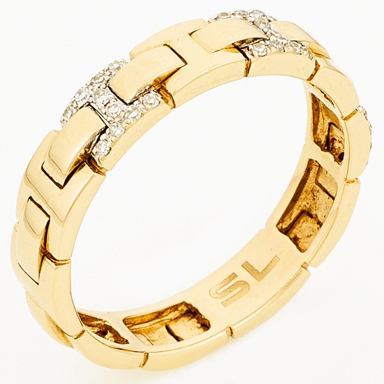 Кольцо из желтого золота 585 пробы c 30 бриллиантами, Л06156481 за 14940