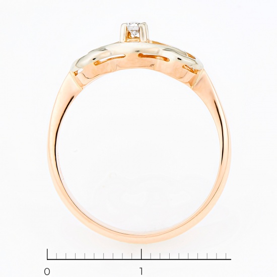 Кольцо из комбинированного золота 583 пробы c 1 бриллиантом, Л30116829 за 10080