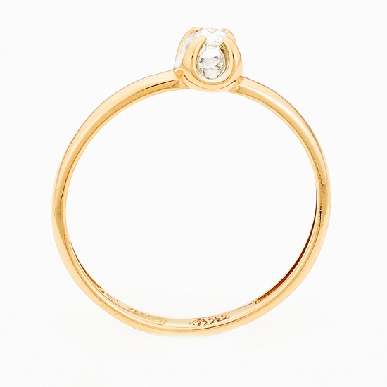 Кольцо из комбинированного золота 585 пробы c 1 бриллиантом, Л35059602 за 6950