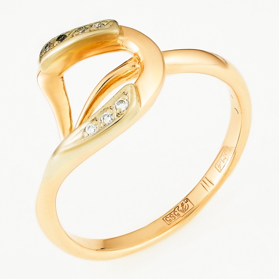 Кольцо из комбинированного золота 585 пробы c 7 бриллиантами, Л39100187 за 19 740 ₽