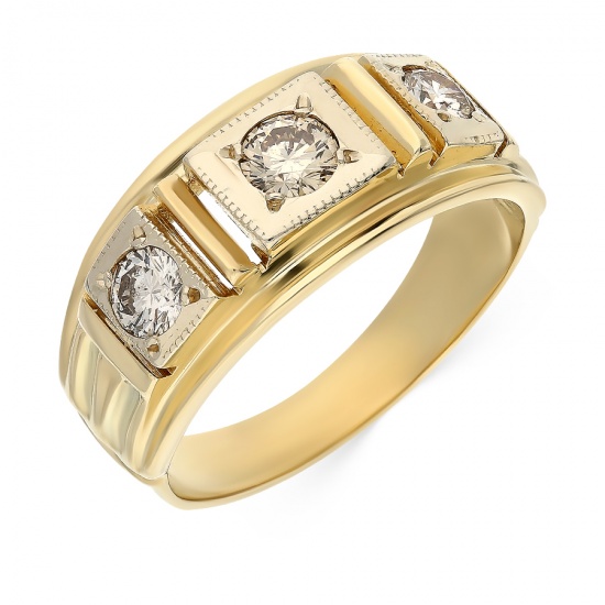 Кольцо из желтого золота 585 пробы c 3 бриллиантами, Л43018443 за 86800