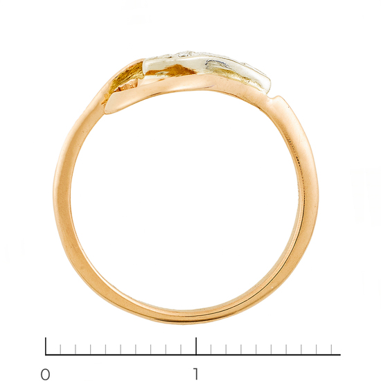 Кольцо из комбинированного золота 585 пробы c 3 бриллиантами, Л05139588 за 6600