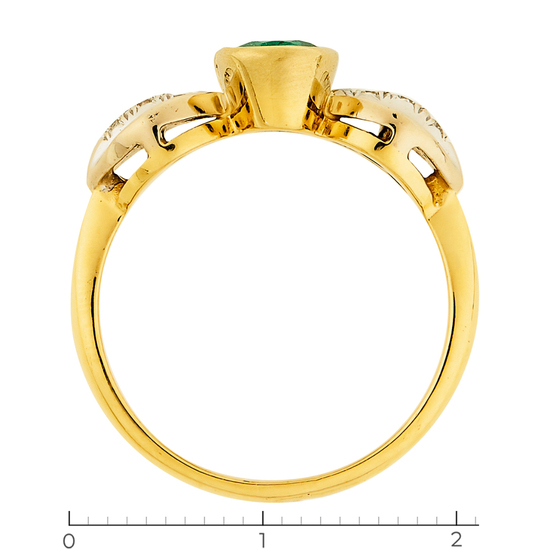 Кольцо из комбинированного золота 750 пробы c 6 бриллиантами и 1 изумрудом, Л28079260 за 85050