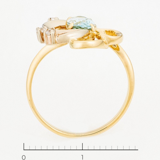 Кольцо из комбинированного золота 585 пробы c фианитами и 1 топазом, Л60018912 за 17640