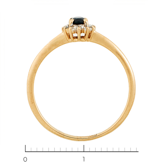 Кольцо из красного золота 585 пробы c 12 бриллиантами и 1 сапфиром, Л73020142 за 9540