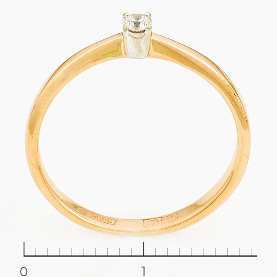 Кольцо из комбинированного золота 585 пробы c 1 бриллиантом, Л48065265 за 7950