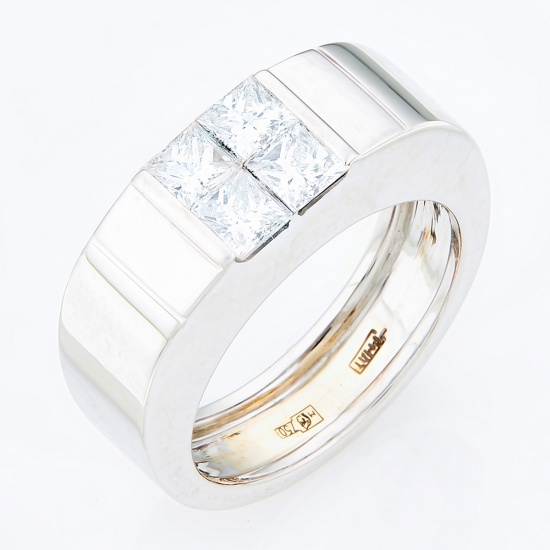 Кольцо из белого золота 750 пробы c 4 бриллиантами, Л57002161 за 139000