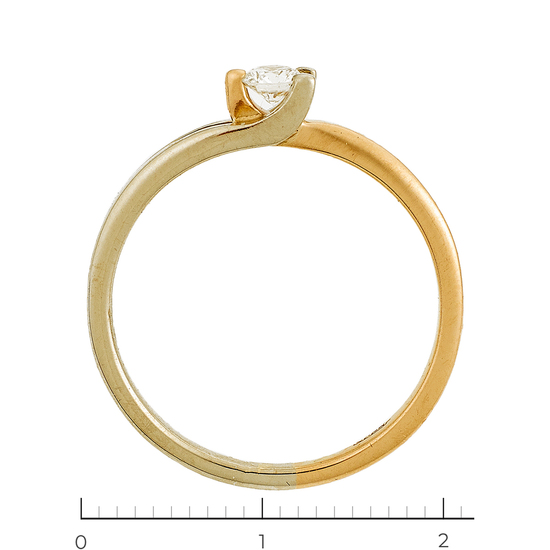 Кольцо из комбинированного золота 375 пробы c 1 бриллиантом, Л75014105 за 13140