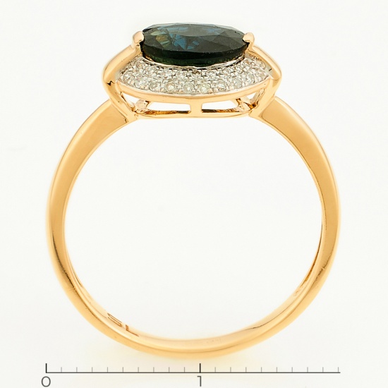 Кольцо из комбинированного золота 585 пробы c 1 сапфиром и 38 бриллиантами, Л35059466 за 21250