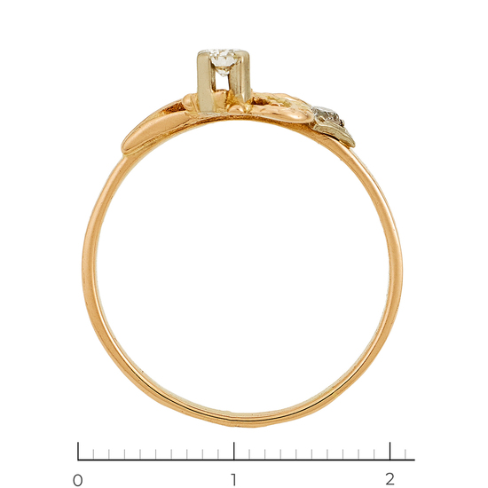 Кольцо из комбинированного золота 585 пробы c 2 бриллиантами, Л06158782 за 17400