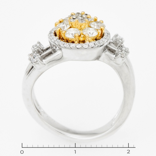 Кольцо из комбинированного золота 750 пробы c 47 бриллиантами, Л06135706 за 86730